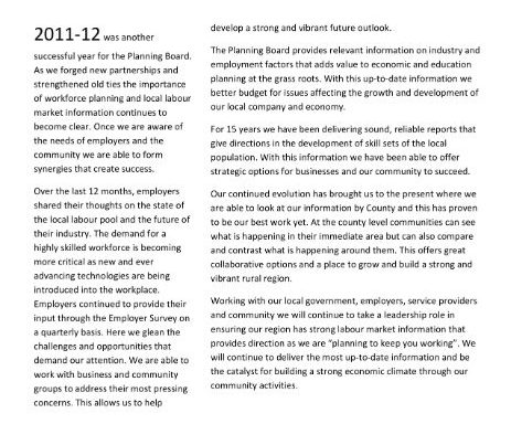 Annual Report 2011-2012 - Four County Labour Market Planning Board